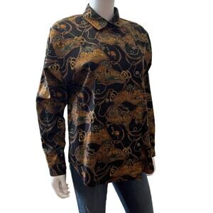 Vintage Alexander Campbell Equestrian Horse Double Breasted Button-Down, US 8